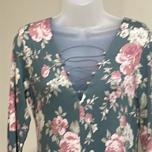 NWT Bold Elements Green Floral Dress.  Size M medium 8/10 - Picture 2 of 11